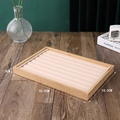 Bamboo wood jewelry display tray with pink velvet lining for rings and earrings - Bamboo Wood Ring Slot Tray