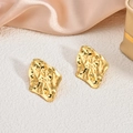 Minimalist 18K gold-plated stainless steel earrings with irregular hammer texture - EH099-Irregular Lava Texture Plate