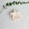 Elegant 11cm cream white flower hair claw clip with a glossy pearl finish - 8cm Flower-Cream White