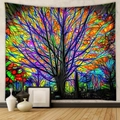 Tapiz bohemio Árbol de la Vida con colores abstractos vibrantes para decoración - 73X95CM / Tela cepillada