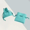 Teal green velvet jewelry pouch with drawstring closure for ring and necklace storage - Drawstring Style / 5*9cm / Light Cyan