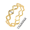 Detail showing 0.4cm width and 1.7cm diameter of 18K gold plated wave ring - US Size 8 / Gold
