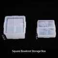 Square bow storage box silicone mold set for DIY resin craft with dimensions - Square Bow Storage Box