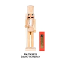 Handcrafted 38cm unfinished wooden nutcracker soldier puppet in a red gift box - 38cm / Natural Wood Nutcracker Soldier-TN3876