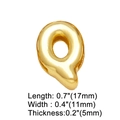 Detail showing dimensions of gold-plated letter Q charm for DIY jewelry making - Gold Q