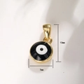 Detailed view of evil eye jewelry charm with 13mm height and 7mm width dimensions - A0024-Black White Blue Eye (13x7mm)