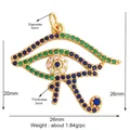 Golden Eye of Horus lucky charm pendant with blue and green crystals for protection - Eye of Horus / Army Green