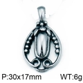 Ciondolo a croce in acciaio argento vintage con zircone nero, 30x17mm e peso di 6g - Ciondolo traforato con motivo vintage (KP76857-BD)