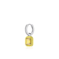 Orecchino a cerchio in argento S925 con pendente ottagonale in smalto giallo e gemma - Giallo
