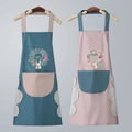 Waterdichte keukenschortenset in blauw en roze met konijnmotieven en handdoekvlakken - Konijn/Met Handdoeken/Kwaliteitseditie/Blauw+Roze Set