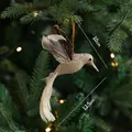 Addobbo natalizio a colibrì glitterato d'oro con piume vere su un albero di Natale - Uccello volante dorato/1 pezzo