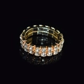 Elegant gold finish double-row sparkling crystal rhinestone ring in minimalist style - 2 Row Gold Clear Rhinestone Ring
