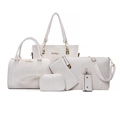 Juego de 6 bolsos blancos para mujer con estampado de mármol bolso de mano y sobre - Beige