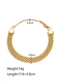 18K gold plated stainless steel double layer Cuban and flat snake chain bracelet - Mesh Woven Style (B-007) / Gold