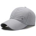 Light gray breathable quick-dry baseball cap with laser-cut vents and curved brim - Adjustable / Light Gray