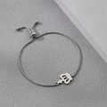 Silver crown and female symbol box chain bracelet with adjustable slider clasp for women - Silver Crown
