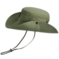 Outdoor wide brim sun hat in olive green with adjustable drawstring for hiking - Army Green