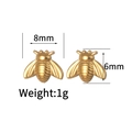 Minimalist 18K gold stainless steel bee stud earrings measuring 8mm by 6mm size - Bee