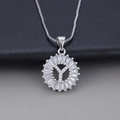 Silver letter Y pendant necklace with baguette-cut zircons and shiny silver finish - Letter Y / Silver