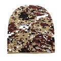 Détail du motif en tricot d'un bonnet camouflage numérique en tons sable et marron - M(54-60cm) / Camouflage Kaki