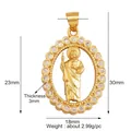Oval St. Jude pendant in gold-plated brass with sparkling white zircon border - M291115-St. Jude Oval White CZ