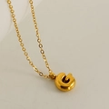 Golden balloon-style letter G pendant on a high-polish stainless steel chain - Letter G