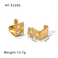 Pendientes cuadrados vintage bañados en oro de 18K con textura martillada y perlas - Oro de 18K / Dorado (HF-E3265)