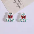 Christmas resin candy cane charm with green stripes and red bow for DIY crafts - Christmas Candy Cane