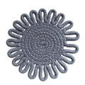 Gray-blue flower shaped woven cotton coaster with decorative rope petal edges - Dark Gray