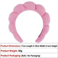 Pink puffy sponge headband with braided cloud design and soft plush velvet finish - 14# Towel Cloth Rose Pink Headband