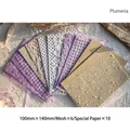 Retro scrapbook paper set with purple mesh and textured paper in 100x140mm size - Plumeria