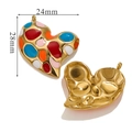 Dettaglio ciondoli a cuore in smalto leopardato con misure 24x28mm e retro in oro - Punti Irregolari-Multicolore