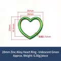 Metallic green heart ring DIY accessory 35x33mm zinc alloy heart pendant for necklaces - Iridescent Green