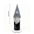 Grey Christmas gnome wine bottle cover with snowflake sequins, size 13.38 x 4.72 inches - Gray Plush Snowflake Gnome Wine Bottle Cover