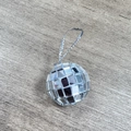 Silver mirror disco ball ornament with square glass tiles and silver hanging loop - 2cm Silver (String Style)