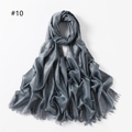 Detail of greyish blue scarf with metallic silver shimmer and fringe edges - Gray Blue