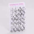 Détail des boucles d'oreilles étoiles en acier inoxydable sur carte présentoir - 21.5*20.5mm / Couleur Acier
