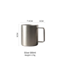 300ml Edelstahlbecher in Silber, isoliert mit Griff und präzisen Maßangaben - 300ml / Kleines Silber
