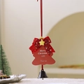 Ornamento natalizio con carta rossa, stella dorata, fiocco in tessuto e campanellino nero - Pendaglio a Campanella per Biglietto di Natale Tipo B - Rosso