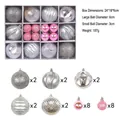 24-teiliges Set Weihnachtsbaumkugeln in Rosa und Silber mit Glitzer- und Matt-Finish - Silber Stil
