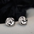 Minimalist irregular lava texture S925 silver stud earrings in polished silver finish - 925 Silver / Silver