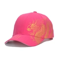 Rosafarbene Baseballkappe mit aufwendiger goldener Drachenstickerei an der Seite - Rosarot