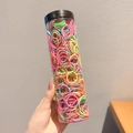 Elastici per capelli spessi colorati in un tubo di conservazione cilindrico - Barattolo / 6# Colori Fluorescenti Piccoli Anelli Base (300 Pezzi)