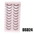 10 pairs of natural curly false eyelashes set in style DSD24 with a pink tray - DSD24 (Pink)