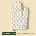 Creamy white floral oven mitt 26x18cm with Love Life text, non-silicone version - Creamy White Floral (without Silicone) 1pc