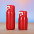 Mini red stainless steel vacuum flask set with safety lock in two capacity sizes - Red