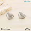 Brushed heart-shaped stainless steel stud earrings in matte finish 13x11mm - Brushed Steel Style (KE115588-KJX)