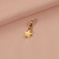 Close-up of a polished gold star pendant with a lobster clasp on a pink fabric background - Gold