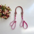 Pink nylon woven shoulder strap with intricate braiding and adjustable buckle - Pink Black Red Strap