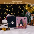 Pink 3D Christmas pop-up card set with blue envelope and golden Happy New Year seal - Style E - Christmas Paradise 3D Card